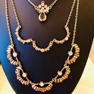 Gold tone Multi Step Necklace
